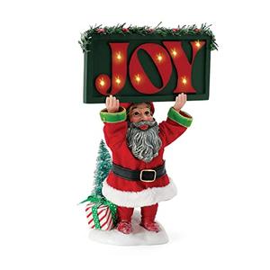 Department 56 Possible Dreams Christmas Traditions Elf Holding Joy Sign Lit Figurine, 9 Inch, Multicolor