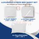 DREAMCARE King Size Sheets Set - Cooling Bed Sheets - 4pcs Set - up to 15" Deep Pocket King Sheet Set Soft & Long Lasting Cooling - 100% Fine Brushed Polyester with Side Pocket - White