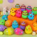 JOYIN Toy 36 PCs Plastic Printed Bright Easter Eggs, Over 3.15'' Tall Fillable Empty Eggs Bulks for Easter Hunt, Basket Stuffers Fillers, Classroom Prize Supplies, Filling Treats and Party Favor