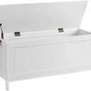 HOOBRO Toy Box, Retro Wooden Look Storage Chest with Safety Hinge, Entryway Storage Bench Supports 220 lb, 39.4 x 15.7 x 18.9 Inches Toy Chest Organizer, Easy Assembly (White)