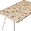 Rectangle Picnic Table Cloth, Elastic Waterproof Fitted Vinyl Tablecloths for 5 Foot Tables, Wipeable Flannel Backed Table Covers for Dining, Camping, Outdoor (Songbird, 36"x60")