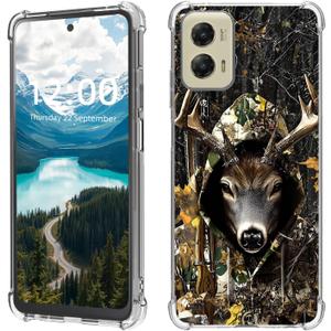 For Motorola Moto G Stylus 5G 2024 Case Clear Anti-Shockproof TPU Bumper Corners, Non-Yellowing Protection Phone Case for Moto G Stylus 5G 2024, Camo Deer Phone Cover Design for Woman Man