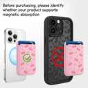Compatible with MagSafe Wallet, Cute Bow Cherry Pattern for Women Girls, Stronger Magnetic Card Holder Phone Wallet for iPhone 16/15/14/13/12 Series, Fit 2 Cards, Pink