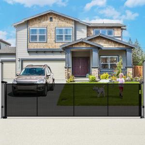 160" Retractable Baby Gate Extra Wide, 41" Tall Retractable Dog Gate for Stairs, Doorways, Decks, Mesh Gate Long Child Gate Pet Gate for Indoor, Outdoor, with Reinforced Mesh Rods, Dual Locks (Black)