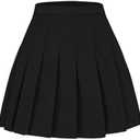JCOPGWI Women's Pleated Mini Skirt A-Line High Waist School Uniform Cheerleader Skirt, Black Size 2XL