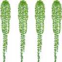 String of Pearls Plant Artificial-4 PCS Fake Hanging Succulents Greenery Plants Wall Decor Faux Hanging Nature Plants for House Living Room Bathroom Bedroom Shelf Balcony Garden Indoor Outdoor27.5"