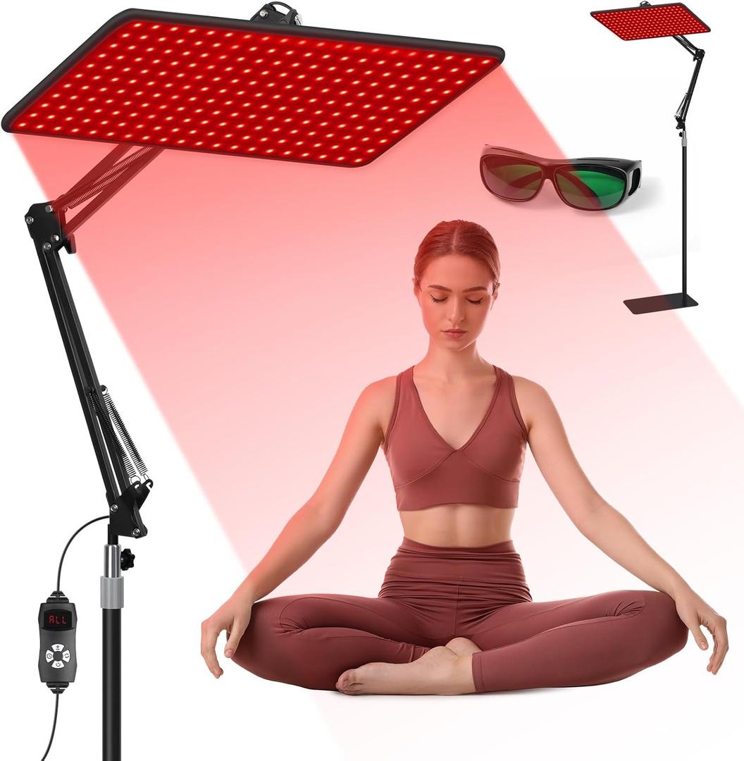 BEICHEN Red Light Therapy for Body and Face, 660nm 850nm 940nm Infrared Redlight-Therapy Lamp Device with Large Panel and Stable Stand at Home, Idea Gift for Women Wife Mom Sister Girlfriend (L)