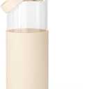 SANDJEST Glass Water Bottle with Silicone Sleeve and Straw Lid 20oz for Girls Women, Glass Drinking Bottles for Travel Home Gym Sports (Buttermilk)