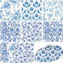 100PCS Decoupage Napkins Blue and White Floral Decorative Paper Napkins Assorted Vintage Flower Chinoiserie Decoupage Paper for DIY Crafts Birthday Party Wedding Baby Shower Decor Each Unfolded 13 In