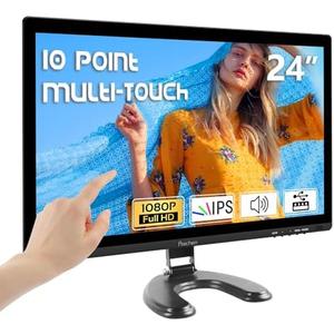 Prechen 24x14 Inch Touchscreen Monitor, IPS FHD 1080P Touch PC Display with HDMI & VGA & USB, 75Hz, VESA, Built-in Speakers, Computer Touch Screen for Gaming & Business