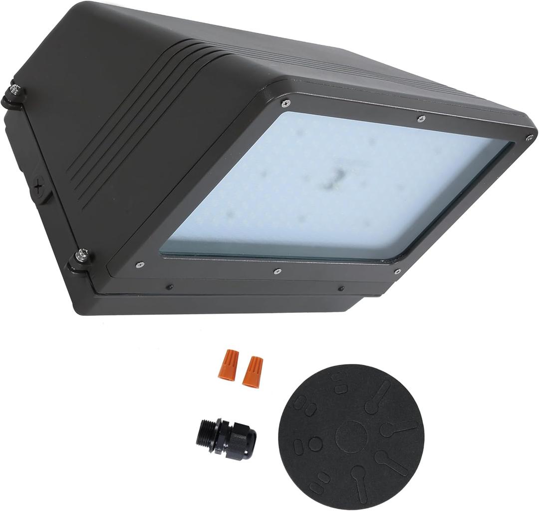 Full Cutoff LED Wall Pack Light with Photocell Sensor, 120W-50W Adjustable Wattage & 3000K-5000K Tunable Color Temperature, Outdoor Security Lighting for Parking Lots, Warehouses, Commercial Buildings