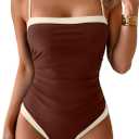 B2prity One Piece Swimsuit for Women Tummy Control Slimming Bathing Suit Color Block Swim Suit Modest Swimwear (S)