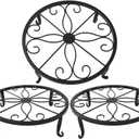 TYZ Metal Potted Plant Stand Set of 3 (Black)