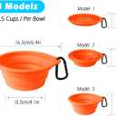 PetBonus 2-Pack Silicone Collapsible Dog Bowls, BPA Free Dishwasher Safe, Portable Foldable Expandable Travel Bowl, Food Water Feeding Cup Dish for Dogs Cats with 2 Carabiners (Green, Orange)