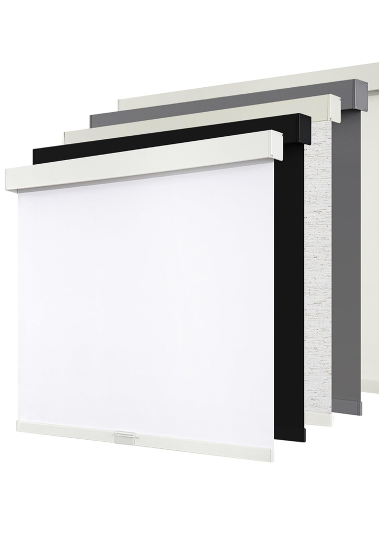 Cordless Blackout Roller Shades Blinds for Windows Free-Stop,Pull Down Room Darkening with Valance,Thermal Insulated Woven Fabric Window Door Blinds for Home,Office,White 60" W x 72" L