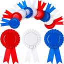 12 Pcs Blank Award Ribbons 1st 2nd 3rd Place Rosette Ribbons Blue Red White First Second Third Place Participation Medal for Sports Events Classroom Winners Certificate Prizes