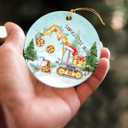 2 x Excavator Christmas Ornament 2025, Heavy Equipment Gifts for Construction Workers, Ceramic Ornament for Christmas Decorations, Unique Excavator Gifts for Men Boys Girls