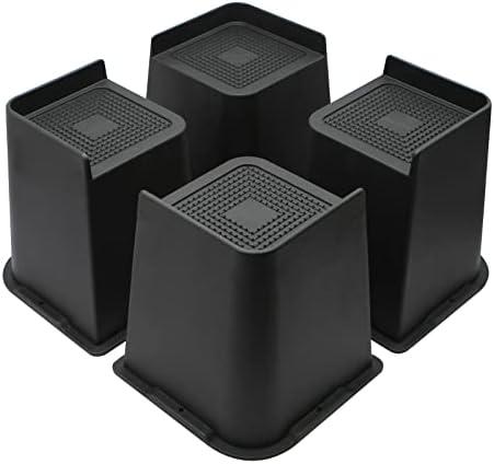 MYMULIKE Bed Risers 6 inch, Oversized Furniture Risers, Heavy-Duty Support Up to 6000 Lbs, Lift 6 inch for Couch, Sofa, Table,Chair (Black 4 Pack, 6 inch)