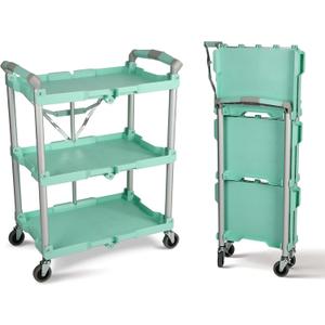 Olympia Tools 89-349 Pack-N-Roll Folding Collapsible Service Cart, 150LB Capacity, Teal