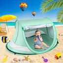 Baby Beach Tent,Large Pop Up Beach Tent Sun Shade for Beach,Portable Baby Travel Tent with Mosquito Net,Indoor Baby Play Tent,UPF 50+ UV Protection Sun Shelters for Infants