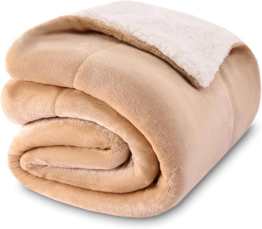 Baby Sherpa Blanket,Warm Toddler Throw Blanket,Soft Newborn Fleece Blanket for Winter (Beige,30x40 inches)