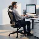 Ergonomic High Back Mesh Office Chair with Adjustable Headrest & Flip Up Armrest, Height Adjustable Swivel Rolling Desk Chair, 300LBS Breathable Computer Task Chair for Home Office(Grey), 27.2‘’*24.7‘’*48‘’