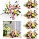 6 Pcs 1.38" Mini Spring Taper Candle Rings Wreaths Small Artificial Pink White Daisy Flower Taper Candle Holder Wreath Purple Wild Flower Summer Floral Pillar Holder Wreath for Candlesticks Decor