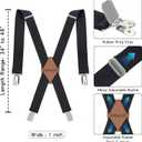 Suspenders for Men 1 Inch Wide,Strong Metal Clips with rubber,Men's Suspenders Xback pad Rubber Adjustable (Black)