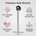 11" Basin Wrench Sink Wrench Adjustable Tap Nut Spanner Basin Spanner for Plumber Capacity of 3/8" to 1-1/4" for Under Sink