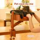 Cat Bed Desk with Pet Mat, Cat Hammock for Desk with Bowl, 360 Rotation and Adjustable Height, Orange