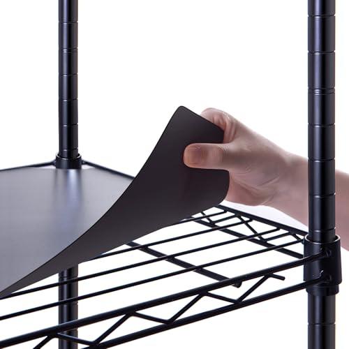 Poofzy Wire Shelf Liner 14" X 36", Non-Adhesive Plastic Shelf Liners for Wire Shelving, Waterproof Protector Mats (5PK, Black)