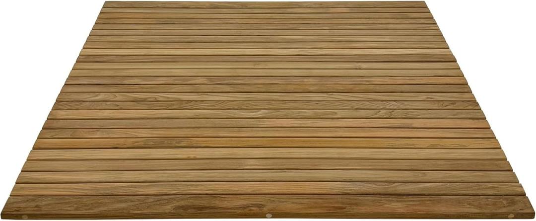 Nordic Teak 100% Solid Teak Wood String Mat - Indoor and Outdoor Use - Non-Slip Wooden Platform for Sauna, Pool, Hot Tub Flooring Decor and Protector (Natural Finish, 36" x 36")