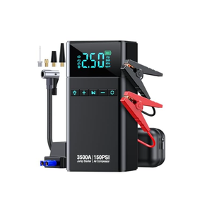 Portable Car Starter with Air Compressor, 3500A 150PSI Car Battery Starter Battery Pack (All Gases/10L Diesel), 12V Car Jump Box Car Battery Jumper Starter, Large LCD Display, 2 Lights