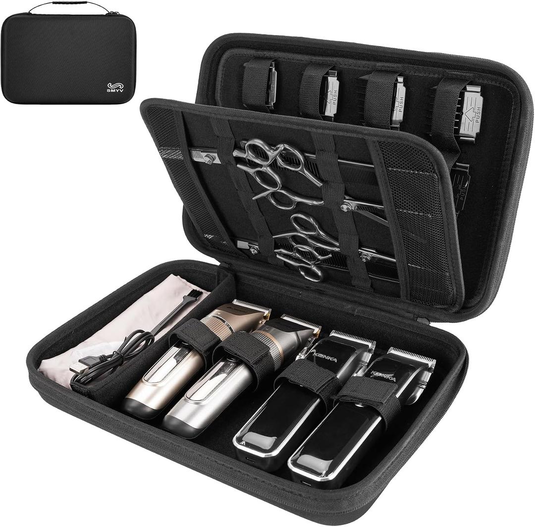 SMYV Barber Bags for Clippers and Supplies, Sturdy Clipper Storage Case for Barber Accessories, Hair Trimmer Organizer for Men Razor Guard Grooming Kits (Case Only), Large