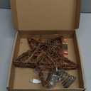 Christmas Tree Topper Farmhouse Christmas Decor Christmas Tree Decorations Rattan Natural Christmas Tree Star with 10 Warm LED Lights for Rustic Christmas Ornaments Holiday Seasonal Decoration 10 Inch