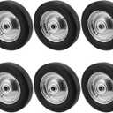 6 Pack 6" x 1.5" Flat Free Solid Rubber Wheel, Dolly Wheels Replacement Hand Truck Wheels for Tool Carts and Garden Carts, 132 lbs Load Capacity, 1/2 Bore Hole Diameter