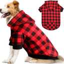 Red Plaid Dog Hoodie Sweater for Dogs Pet Clothes with Hat and Pocket XXL