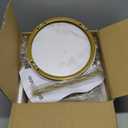 C Shaped End Table, Couch Side Tables for Living Room, Round Sofa End Table with Metal Frame, Small Wooden Snack Table for Bedroom, Small Spaces, Easy Assembly (Gold,2pcs)