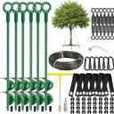Tree Stakes and Supports Kit, 6 Pack Spiral Tree Stakes with Straps & Turnbuckles, Tree Support Stakes for Leaning Trees and Young Trees