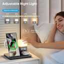 6 in 1 Wireless Charging Station for Samsung Android with Clock & Night Light，Alarm Clocks for Bedrooms,Wireless Charger Stand Beside Clock for Galaxy S26 S25 S24 Ultra Galaxy Watch Galaxy Buds