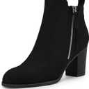 Rilista Ankle Boots for Women Chunky Block Heel Side Zipper Pointd Toe Suede Fall Winter Bootie Shoes (9.5, Black)