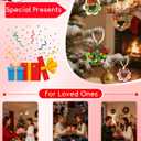 2 x Farbeniok Christmas Pearl Ring Pipe Cleaner Craft Kit, DIY Wreath Ornament Supplies Set with Beads, Bow for Tree Decor, Interior Decoration, School Bags, Children's Festival (Green)