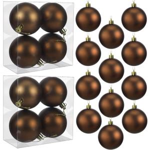 Hungdao 24 Pack Bronze Christmas Ornaments, Plastic Matte Brown Hanging Ornaments Bulk, 2.76 Inch Handcrafted Holiday Decorations Ball for Christmas Tree Xmas Party Decor