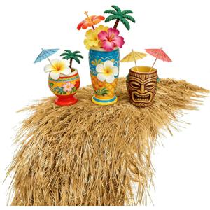 XLX TURF Fake Thatch Hay Table Runner 144" for Hawaiian Party Tiki Bar Decorations - Realistic Artificial Straw Grass for Farm Western Cowboy Derby Wild One Birthday Centerpieces, DIY Crafts