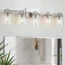 XGFOURSEVEN Brushed Nickel Bathroom Vanity Light, 5-Light Bathroom Light Fixtures with Clear Glass Shade, Nickel Wall Sconce for Bathroom Lighting (Brushed Nickel, 5 Light)