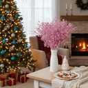 24 Pcs Artificial Christmas Berry Stem Picks Star Picks Faux Floral Berry Spray Branches Christmas Table Centerpiece Home Office Vase Filler Decoration (Pink)