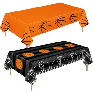 Mixweer 2 Pcs Basketball Plastic Tablecloth 54 x 108 Inch Basketball Party Disposable Table Cover Sport Pattern Party Supplies Plastic Sport Theme Table Cover Rectangle Grass Decoration