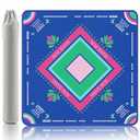 Gedgan Mahjong Mat with Lotus & Butterfly Pattern, Anti-Slip Noise Reduction Rubber Gaming Mat, 32.4 x 32.4 Inch Navy Blue, Foldable Table Cover for Mahjong, Poker & Board Games