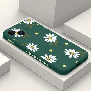 LEECG for iPhone 14 Case Astronaut Butterfly Flower Pattern Soft Anti Scratch Microfiber Lining Inside Phone Cover, Anti Fingerprint Slim Fit Silicone Soft Case for iPhone 14-Daisy Green