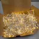 Warm White Christmas Lights Outdoor, 66ft 640 LED Icicle Lights for Outside House with Connectable Clear Wire 8 Modes Timer, Plug in Waterproof for Eaves Yard Party Indoor Holiday Decoration